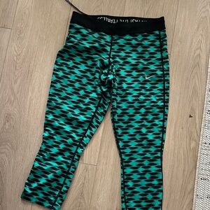 Nike Teal and Black Patterned Leggings